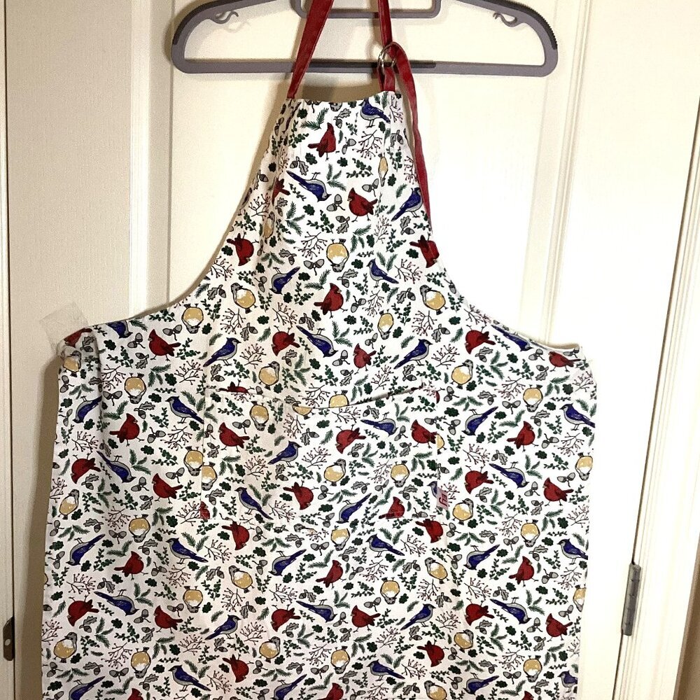 ELJ  Bird Print Apron With Bib One Size Cooking Baking Kitchen Linens